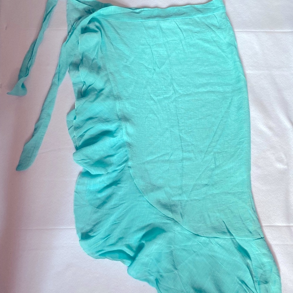 Swimsuit Cover Up Teal/Green Wrap Skirt Size OS NWOT